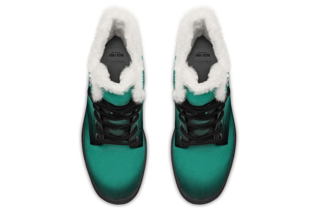 Enchanted Emerald Winter Boots - Warm Micro-Suede Doc-Style Boots Lined with Vegan Wool