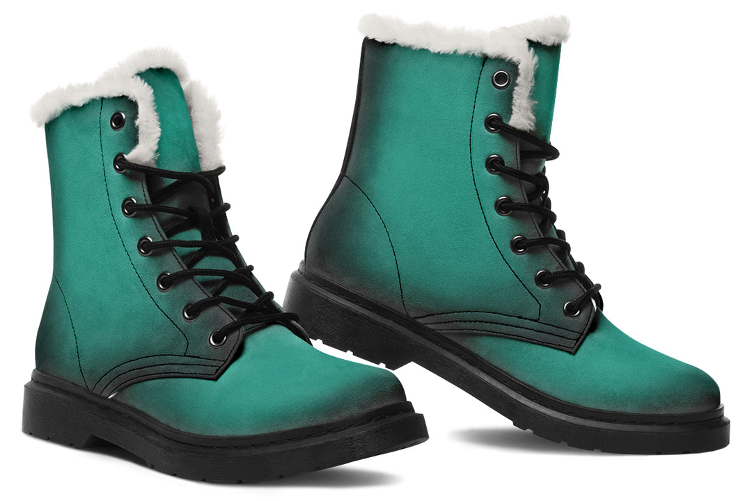 Enchanted Emerald Winter Boots - Warm Micro-Suede Doc-Style Boots Lined with Vegan Wool