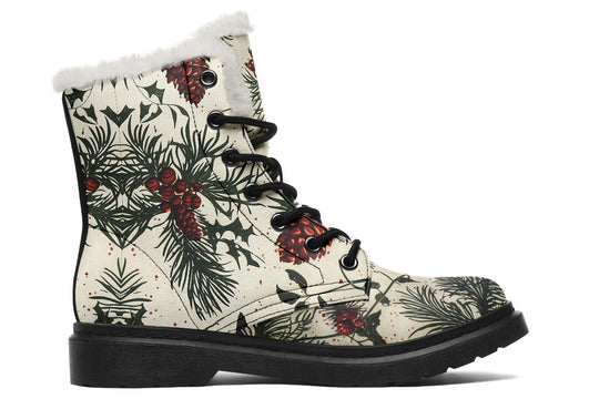 Evergreen Winter Boots - Warm Micro-Suede Doc-Style Boots Lined with Vegan Wool