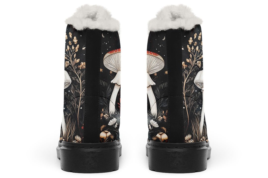 Faery Fungi Winter Boots - Warm Micro-Suede Doc-Style Boots Lined with Vegan Wool