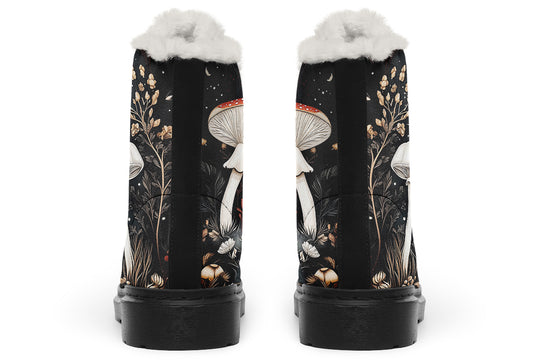 Faery Fungi Winter Boots - Warm Micro-Suede Doc-Style Boots Lined with Vegan Wool