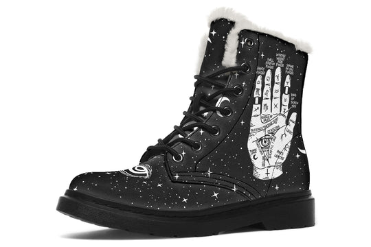 Fate Tarot Winter Boots - Warm Micro-Suede Doc-Style Boots Lined with Vegan Wool