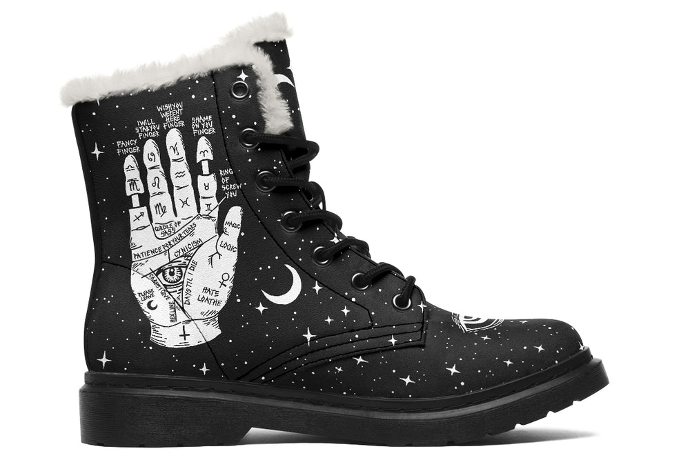 Fate Tarot Winter Boots - Warm Micro-Suede Doc-Style Boots Lined with Vegan Wool