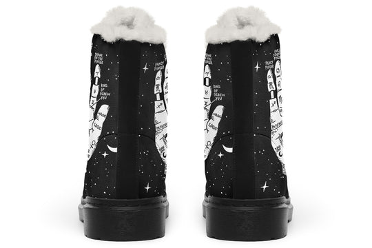 Fate Tarot Winter Boots - Warm Micro-Suede Doc-Style Boots Lined with Vegan Wool