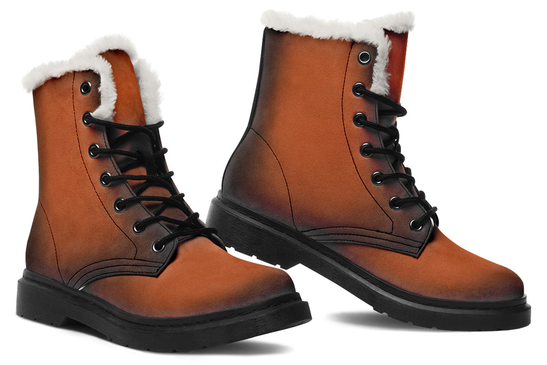 Fire-Forged Winter Boots - Warm Micro-Suede Doc-Style Boots Lined with Vegan Wool