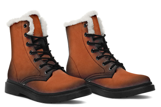 Fire-Forged Winter Boots - Warm Micro-Suede Doc-Style Boots Lined with Vegan Wool