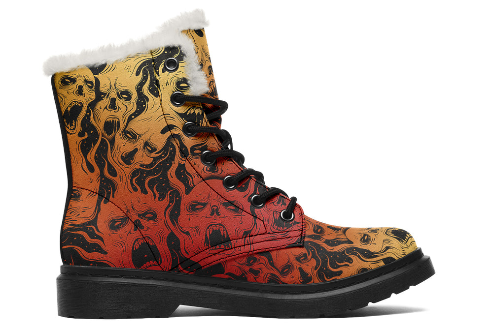 Fire Torment Winter Boots - Warm Micro-Suede Doc-Style Boots Lined with Vegan Wool