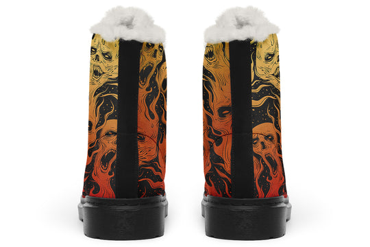 Fire Torment Winter Boots - Warm Micro-Suede Doc-Style Boots Lined with Vegan Wool