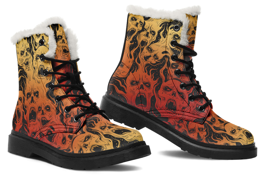 Fire Torment Winter Boots - Warm Micro-Suede Doc-Style Boots Lined with Vegan Wool