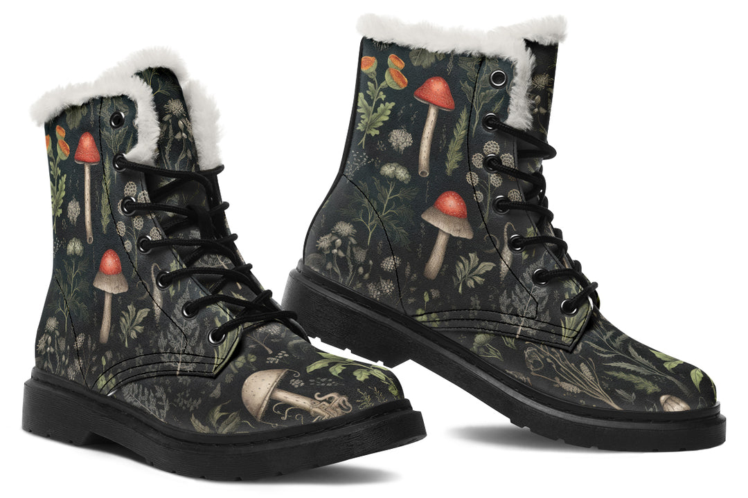 Foraging Winter Boots - Water Resistant Winter Boots Durable Nylon Toasty Lined Lace-up Witchy Style