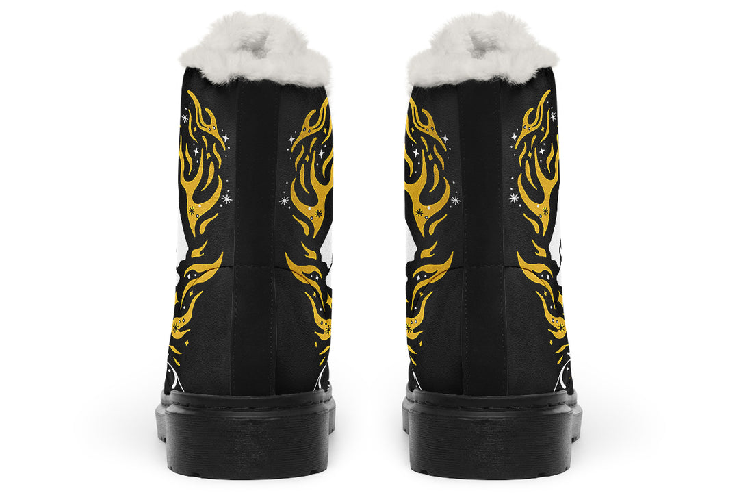 Forever Rose Winter Boots - Vibrant Print Fashion Boots Durable Nylon Festival Lace-up Weatherproof