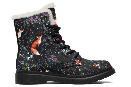 Fox Den Winter Boots - Warm Micro-Suede Doc-Style Boots Lined with Vegan Wool