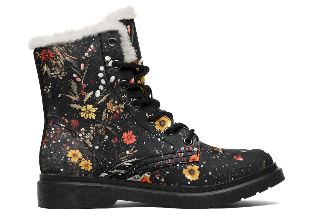 Fox Spirit Winter Boots - Warm Micro-Suede Doc-Style Boots Lined with Vegan Wool