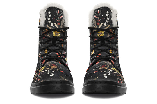 Fox Spirit Winter Boots - Warm Micro-Suede Doc-Style Boots Lined with Vegan Wool