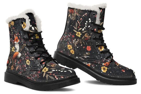 Fox Spirit Winter Boots - Warm Micro-Suede Doc-Style Boots Lined with Vegan Wool