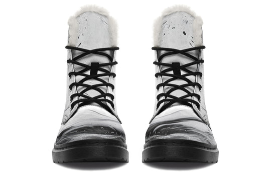 Frosted Marble Winter Boots - Warm Micro-Suede Doc-Style Boots Lined with Vegan Wool