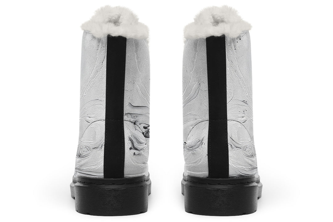 Frosted Marble Winter Boots - Warm Micro-Suede Doc-Style Boots Lined with Vegan Wool