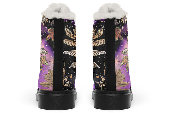 Galactic Bloom Winter Boots - Warm Micro-Suede Doc-Style Boots Lined with Vegan Wool