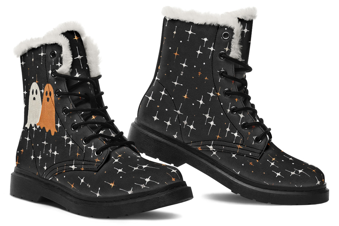 Ghost Besties Winter Boots - Warm Micro-Suede Doc-Style Boots Lined with Vegan Wool