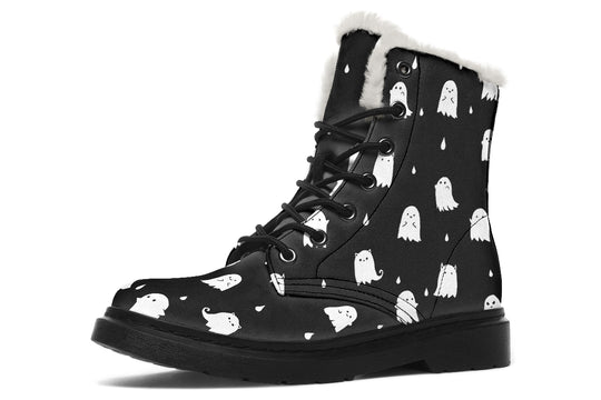 Ghost Party Winter Boots - Synthetic Wool Lined Durable Vibrant Print Water Resistant Lace-Up