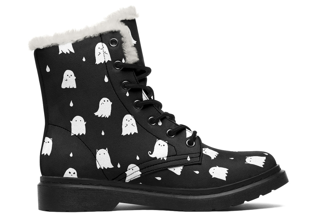 Ghost Party Winter Boots - Synthetic Wool Lined Durable Vibrant Print Water Resistant Lace-Up