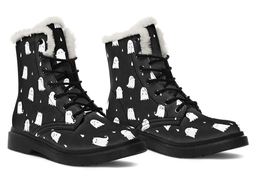 Ghost Party Winter Boots - Synthetic Wool Lined Durable Vibrant Print Water Resistant Lace-Up