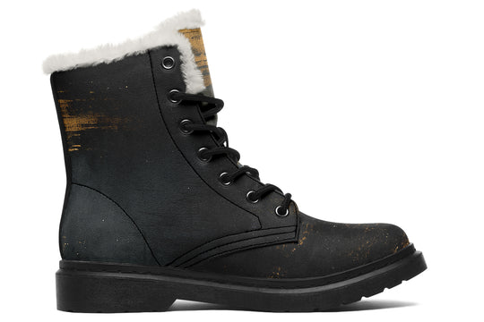 Gilded Obsidian Winter Boots - Warm Micro-Suede Doc-Style Boots Lined with Vegan Wool