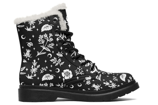 Green Witch Winter Boots - Warm Lined Boots Durable Nylon Lace-up Water Resistant Bright Print