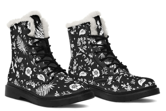 Green Witch Winter Boots - Warm Lined Boots Durable Nylon Lace-up Water Resistant Bright Print