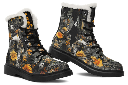 Grim’s Harvest Winter Boots - Warm Micro-Suede Doc-Style Boots Lined with Vegan Wool