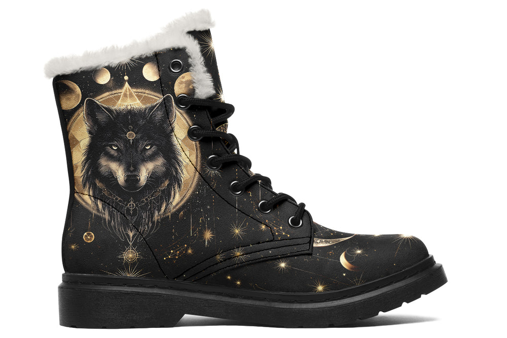 Guardian Wolf Winter Boots - Warm Micro-Suede Doc-Style Boots Lined with Vegan Wool