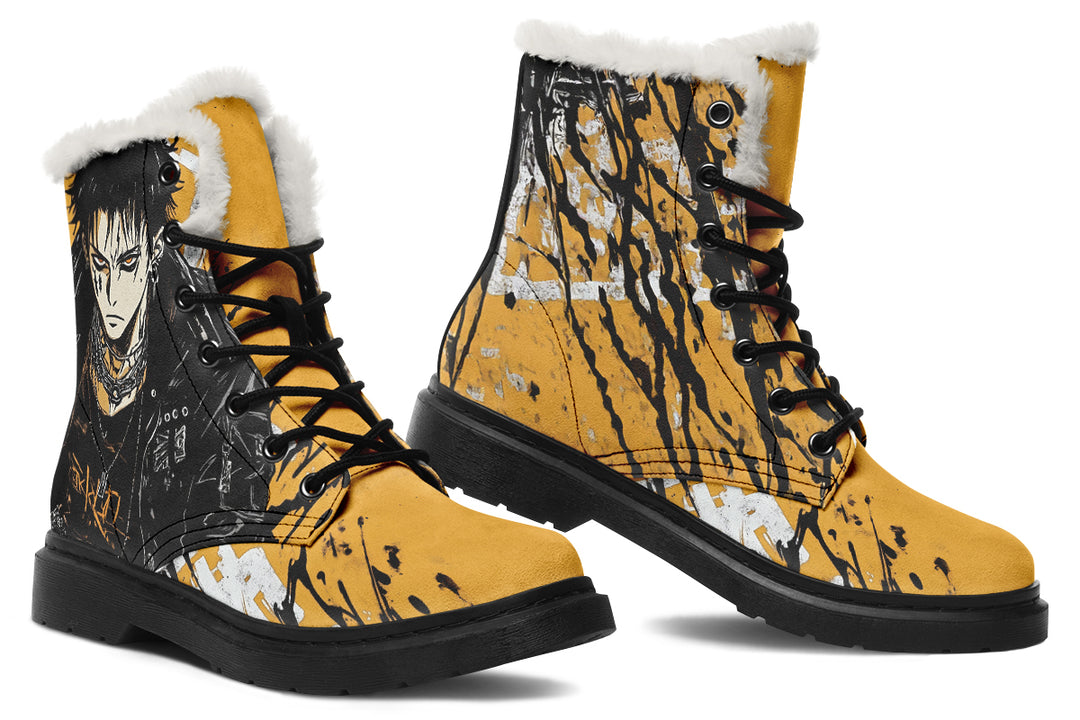 Guts Winter Boots - Warm Micro-Suede Doc-Style Boots Lined with Vegan Wool