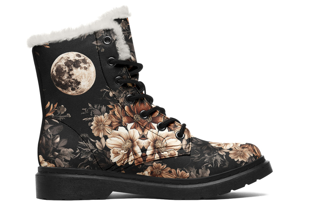 Harvest Moon Winter Boots - Warm Micro-Suede Doc-Style Boots Lined with Vegan Wool