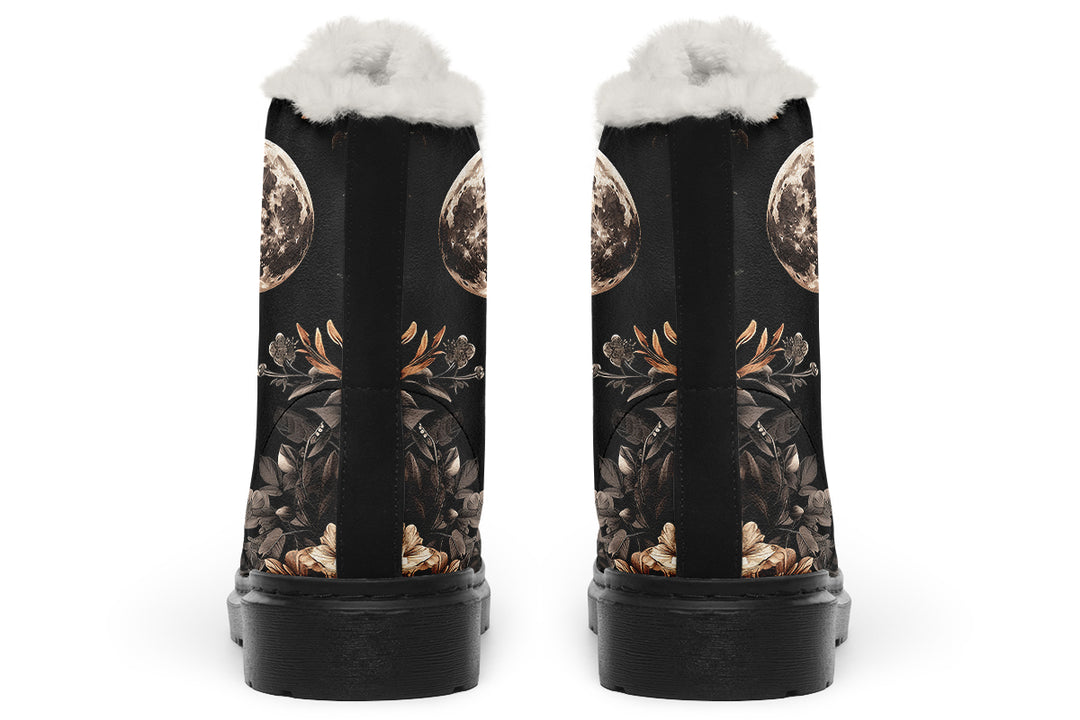 Harvest Moon Winter Boots - Warm Micro-Suede Doc-Style Boots Lined with Vegan Wool