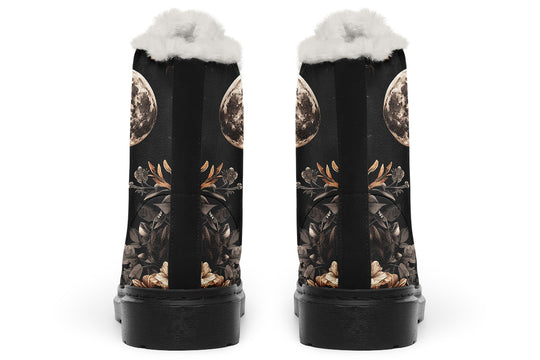 Harvest Moon Winter Boots - Warm Micro-Suede Doc-Style Boots Lined with Vegan Wool