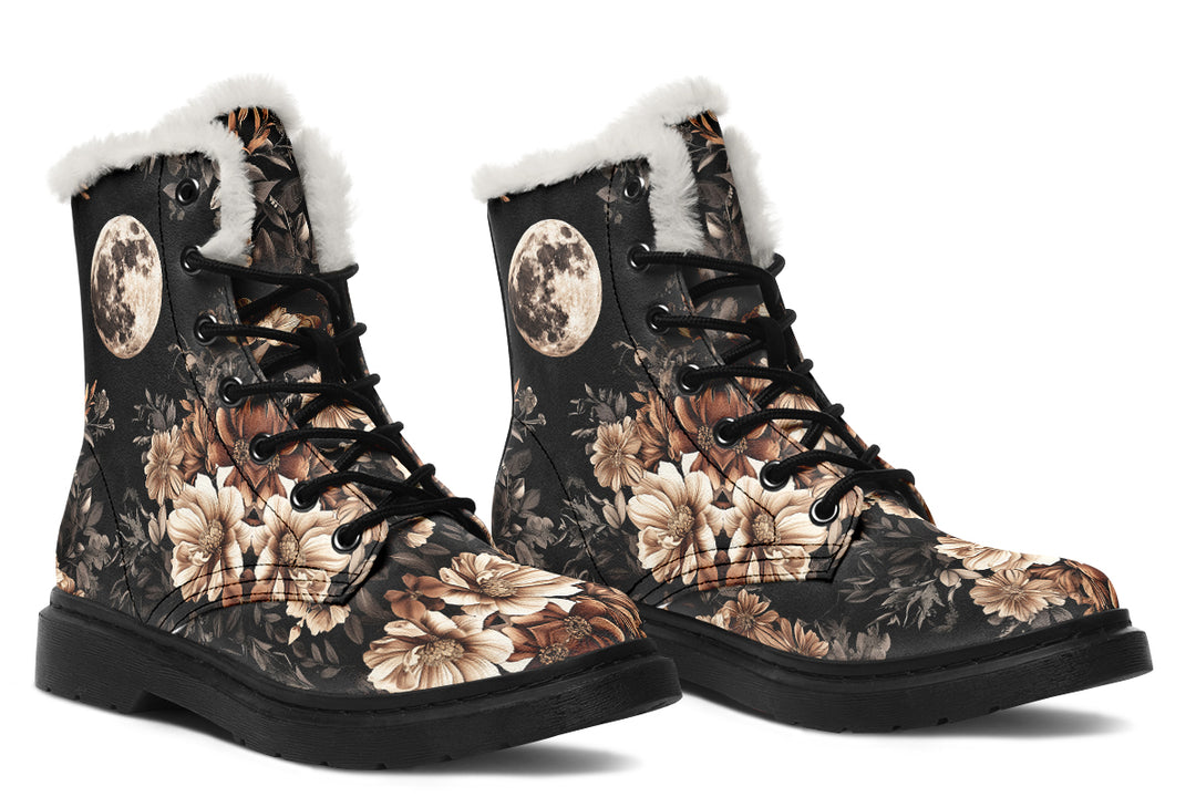 Harvest Moon Winter Boots - Warm Micro-Suede Doc-Style Boots Lined with Vegan Wool