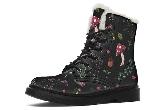 Herbology Winter Boots - Warm Micro-Suede Doc-Style Boots Lined with Vegan Wool