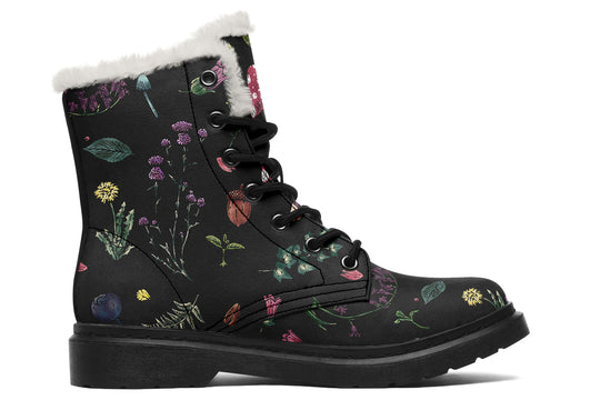 Herbology Winter Boots - Warm Micro-Suede Doc-Style Boots Lined with Vegan Wool