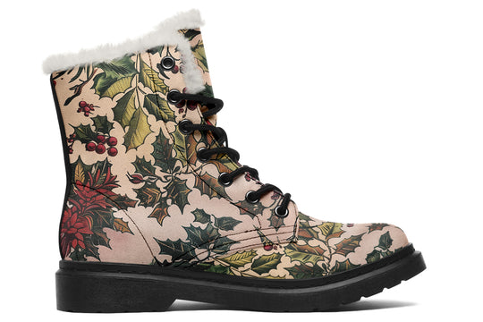 Holly And Berry Winter Boots - Warm Micro-Suede Doc-Style Boots Lined with Vegan Wool