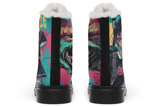 I Bite Winter Boots - Warm Micro-Suede Doc-Style Boots Lined with Vegan Wool