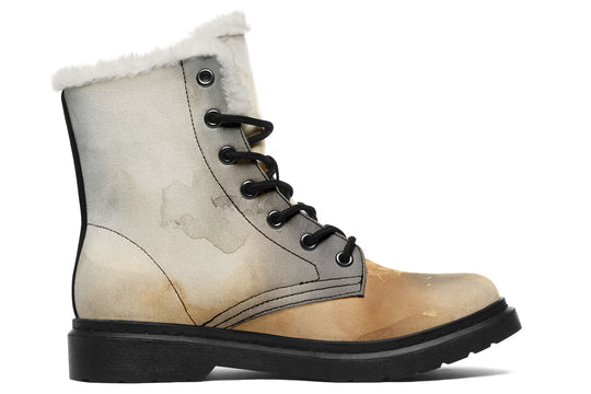 Ivory Dune Winter Boots - Warm Micro-Suede Doc-Style Boots Lined with Vegan Wool