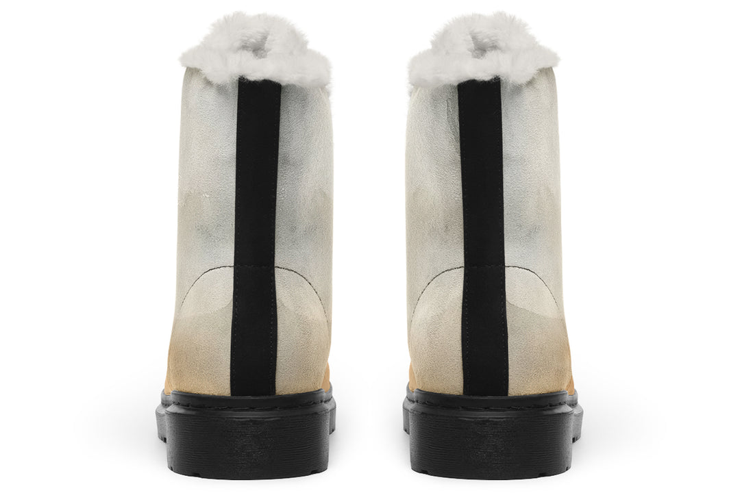 Ivory Dune Winter Boots - Warm Micro-Suede Doc-Style Boots Lined with Vegan Wool