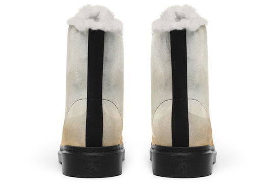 Ivory Dune Winter Boots - Warm Micro-Suede Doc-Style Boots Lined with Vegan Wool