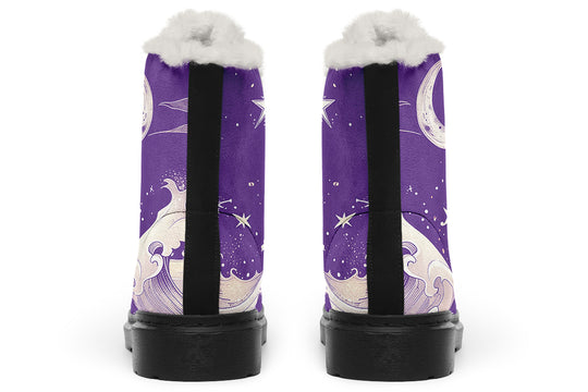 Lavender Lunar Tide Winter Boots - Warm Micro-Suede Doc-Style Boots Lined with Vegan Wool