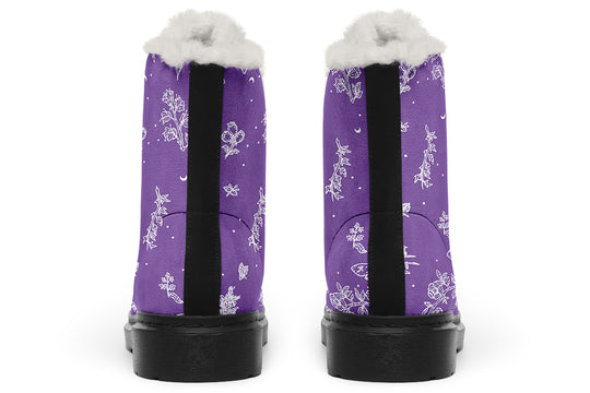 Lavender Nightshade Winter Boots - Warm Micro-Suede Doc-Style Boots Lined with Vegan Wool