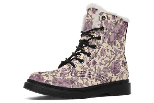 Lavender Vintage Peonies Winter Boots