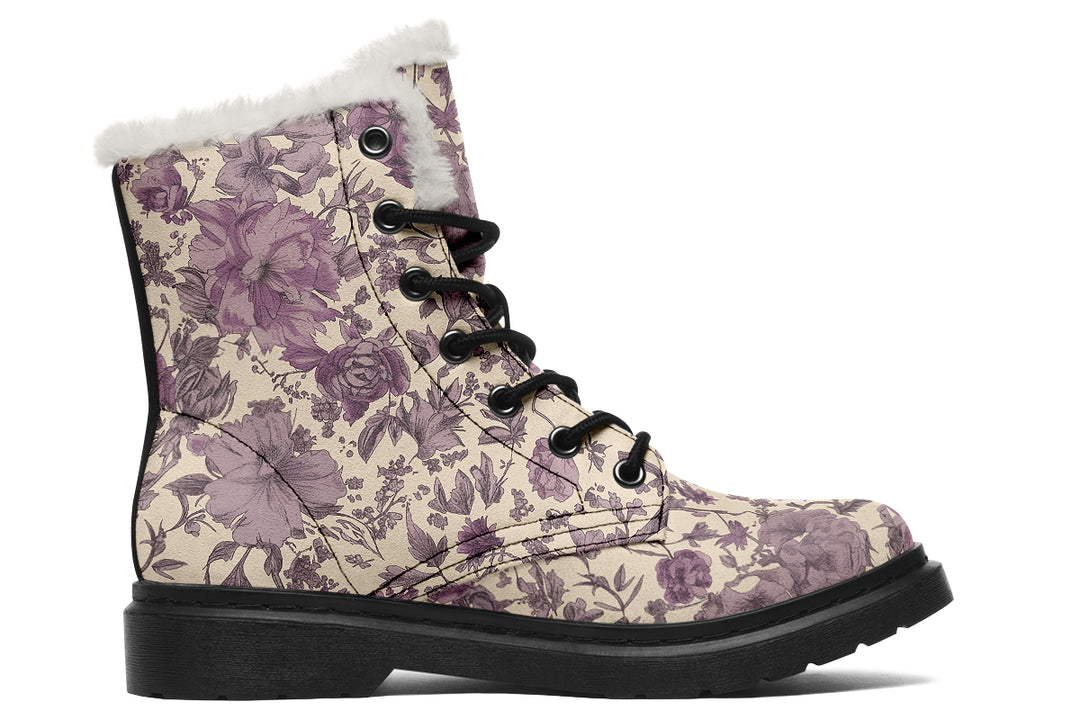 Lavender Vintage Peonies Winter Boots