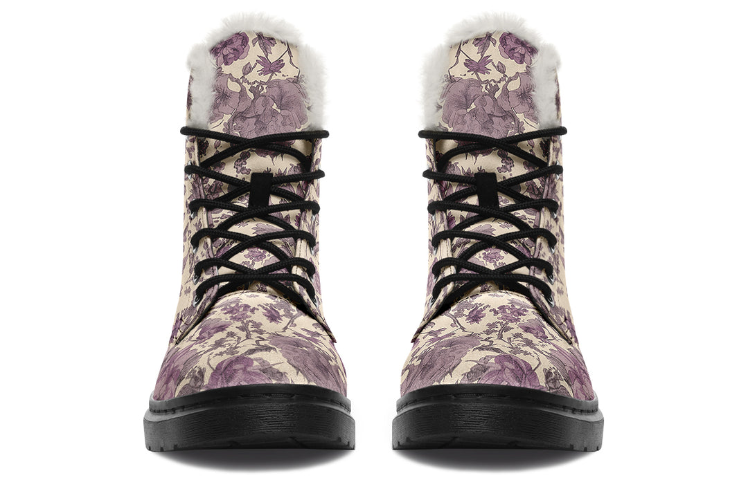 Lavender Vintage Peonies Winter Boots