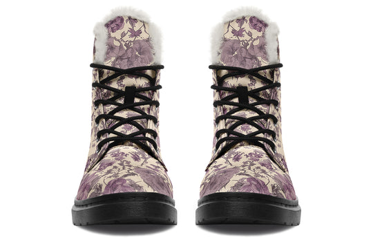 Lavender Vintage Peonies Winter Boots