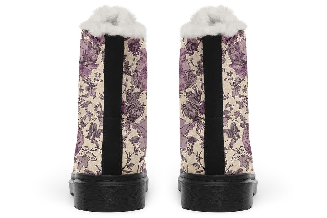 Lavender Vintage Peonies Winter Boots